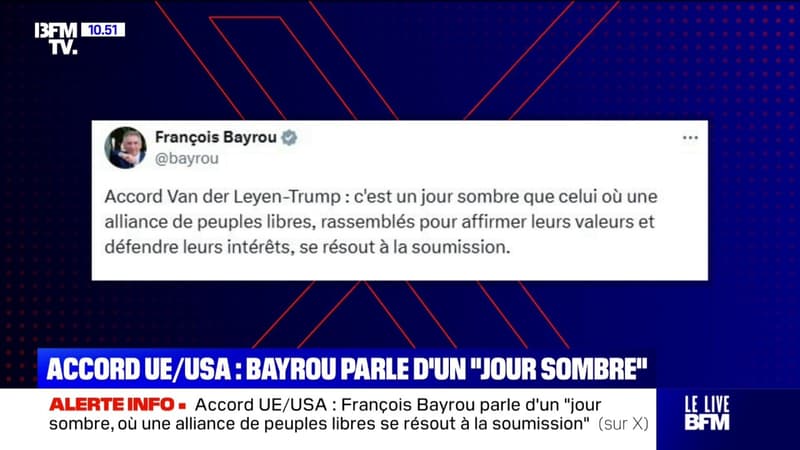 Accords sur les droits de douane: François Bayrou évoque 