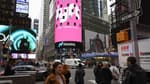 Le logo de Lyft sur Times Square à New-York