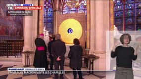 "C'est beau, c'est impressionnant": Emmanuel Macron découvre la couronne d'épines revisitée par l'architecte Sylvain Dubuisson