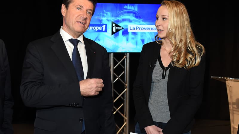 Christian Estrosi et Marion Maréchal-Le Pen avant leur débat sur Europe1-ITélé