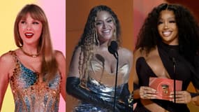 Les chanteuses Taylor Swift, Beyoncé et SZA.