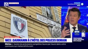 Nice: Gérald Darmanin en visite à l'hôtel des polices de Nice ce vendredi, aux côtés de Christian Estrosi