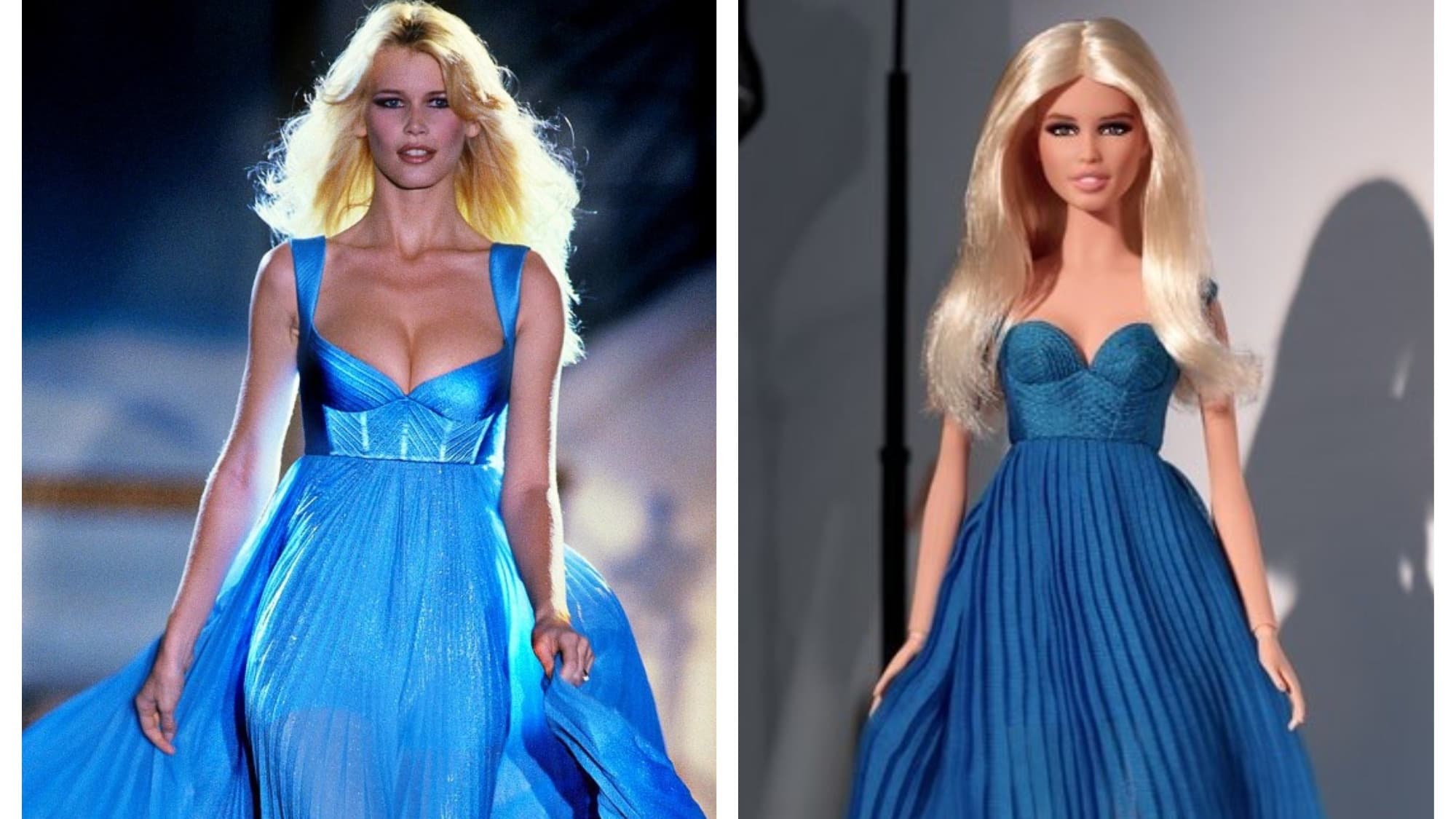 La Barbie inspirée de Claudia Schiffer lors d'un défilé Versace en 1994