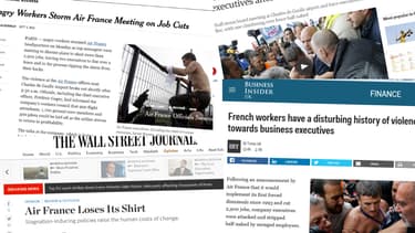 La presse britannique et américaine offre une large place dans ses pages aux brutalités intervenues chez Air France lundi.