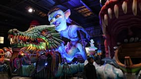 Préparatifs du carnaval de Nice sur le thème du "Roi des océans" le 6 février 2025.