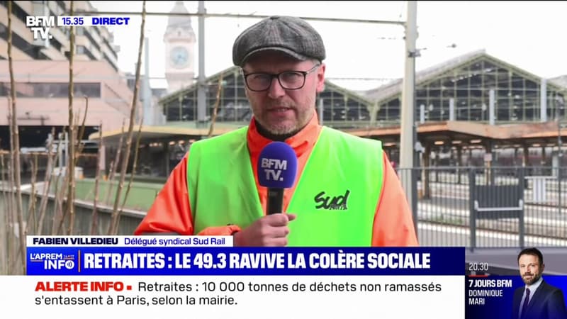 Fabien Villedieu (Sud-Rail) sur la reconduction des grèves: Le 49-3 a boosté tout le monde