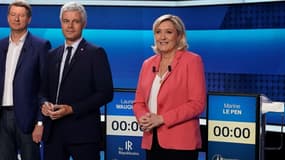 Laurent Wauquiez et Marine Le Pen ce mercredi soir sur le plateau de France Télévisions.