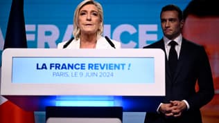 Marine Le Pen réagit aux résultats des élections européennes et à l'annonce de la dissolution de l'Assemblée nationale, le 9 juin 2024.