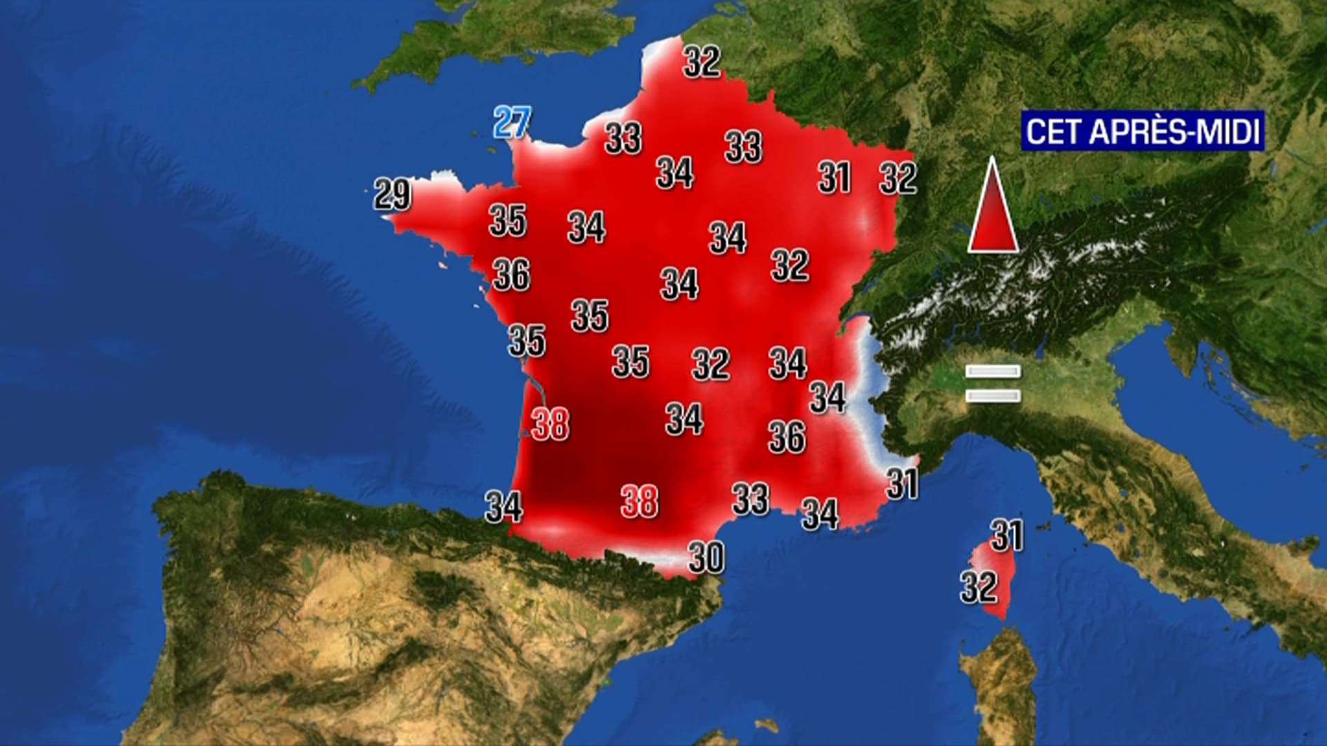 Les températures attendues ce mercredi 10 août. 