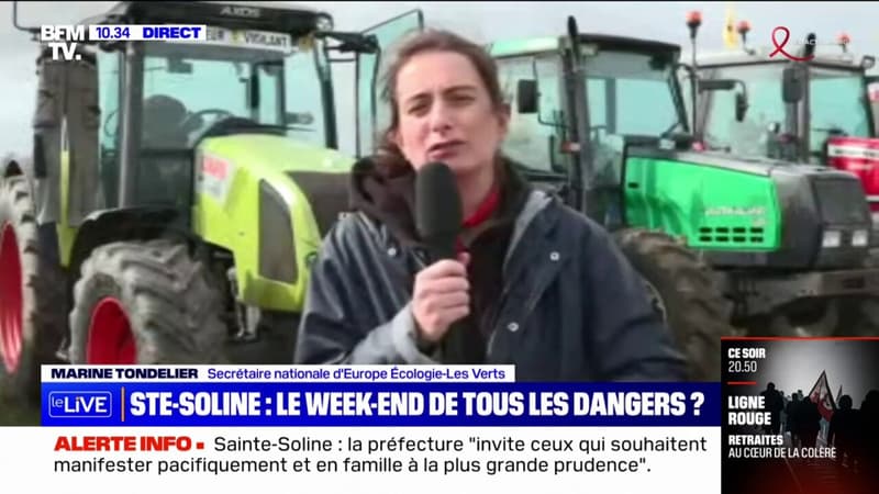 « L’eau appartient à tout le monde », affirme Marine Tondelier présente à Sainte-Soline contre le projet de méga-bassines