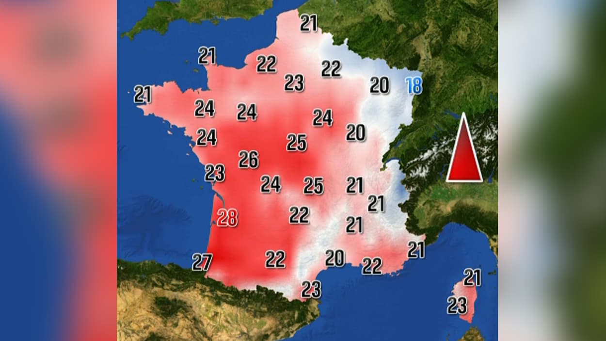 Les températures prévues ce mardi après-midi