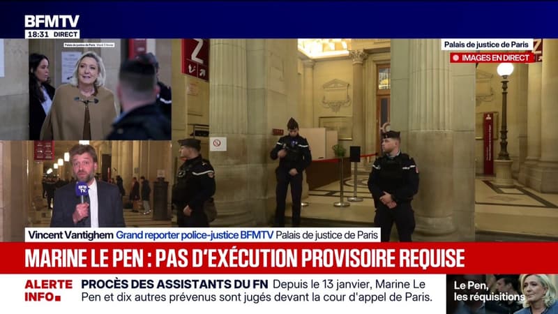 Procès FN: pas d'exécution provisoire requise par le Parquet à l'encontre de Marine Le Pen