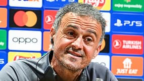 Luis Enrique, en conférence de presse, le 9 avril 2024, avant le quart de finale aller face au FC Barcelone.