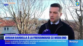 Le président du RN Jordan Bardella en visite à la Freissinouse