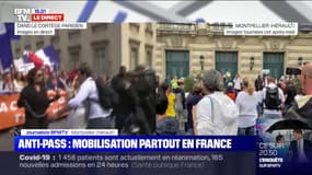 Une manifestation en cours à Montpellier contre le pass sanitaire et la vaccination obligatoire