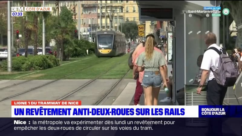 Nice: un nouveau revêtement anti-deux-roues sur les rails du tram