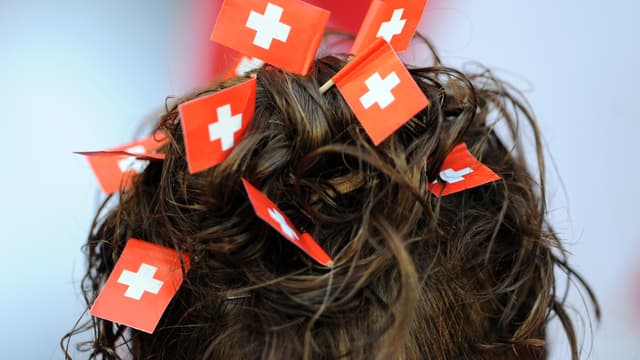 Une supporter suisse pendant l'Euro 2008., à Bâle.