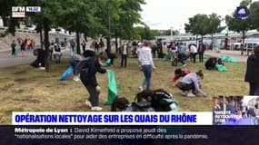 Lyon: opération nettoyage sur les quais du Rhône