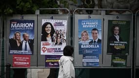 Des panneaux d'affichage pour les élections européennes du 9 juin 2024, à Ars-en-Ré (Charente-Maritime), le 29 avril 2024.