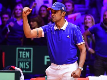 Yannick Noah lors de la Coupe Davis, à Lille le 25 novembre 2018
