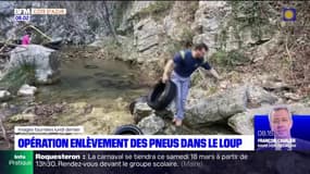 Gorges du Loup: l'opération d'enlèvement des pneus retrouvés dans le fleuve continue