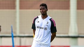 Paul Pogba, milieu de terrain de la Juve, à l'entraînement le 15 juillet 2023 à Turin