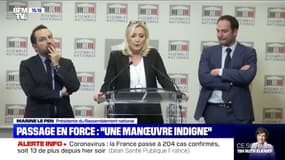 Retraites: Marine Le Pen dénonce "une manœuvre indigne" avec le recours au 49.3