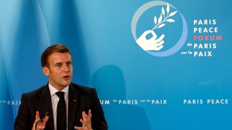 Le président Emmanuel Macron lors du Forum sur la Paix, le 12 novembre 2020 à l'Elysée, à Paris