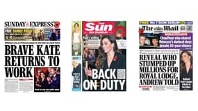 Les unes du Sunday Express, du Sun on sunday et du Daily Mail le 10 novembre 2024/ Montage BFMTV.com