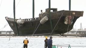 L'un des mystérieux bateaux retrouvés au large du Japon. 