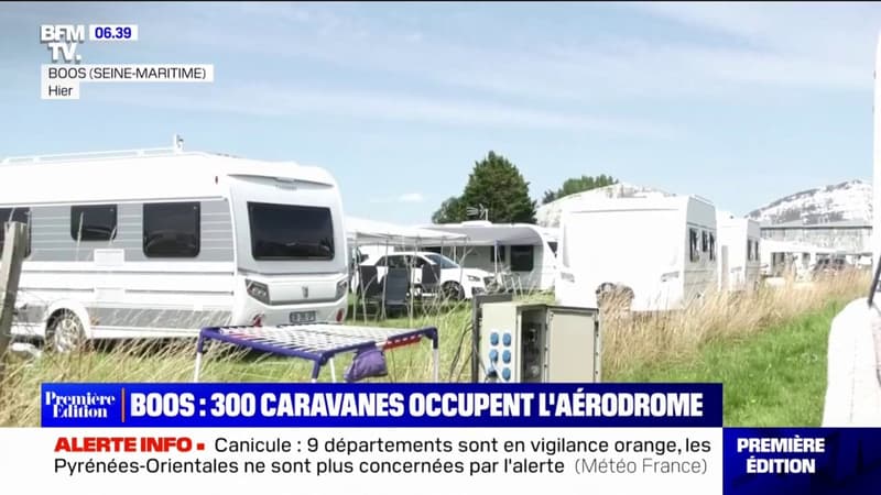 300 caravanes et 1000 personnes occupent l'aérodrome de Boos, en Seine-Maritime