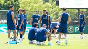 Des joueurs du PSG à l'entraînement, le 28 juin 2025