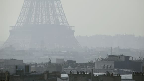 Paris, sous un important voile de pollution le 14 mars.