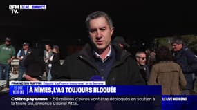 François Ruffin, député LFI de la Somme, en visite sur le point de blocage des agriculteurs sur l'A9, veut un "cap pour l'agriculture française"