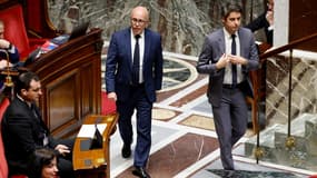 Gabriel Attal et Éric Ciotti à l'Assemblée nationale, le 17 février 2023 