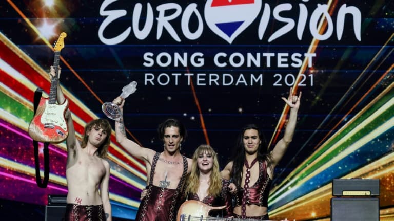 Le groupe italien Maneskin remporte le concours de l'Eurovision, le 22 mai 2021 à Rotterdam