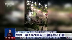 21 véhicules ont été aspirés, puis ont disparu après l'effondrement soudain d'une route en Chine