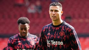 Cristiano Ronaldo à l'échauffement avec Manchester United, avril 2022
