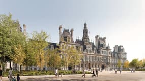 Le projet de forêt urbaine devant l'Hôtel de ville de Paris. 