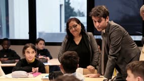 Gabriel Attal dans un collège à Andresy le 12 janvier 2024 
