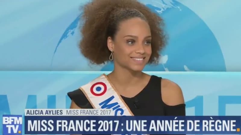 Alicia Ayliès, Miss France 2017 sur le plateau de BFMTV, le 14 décembre 2017