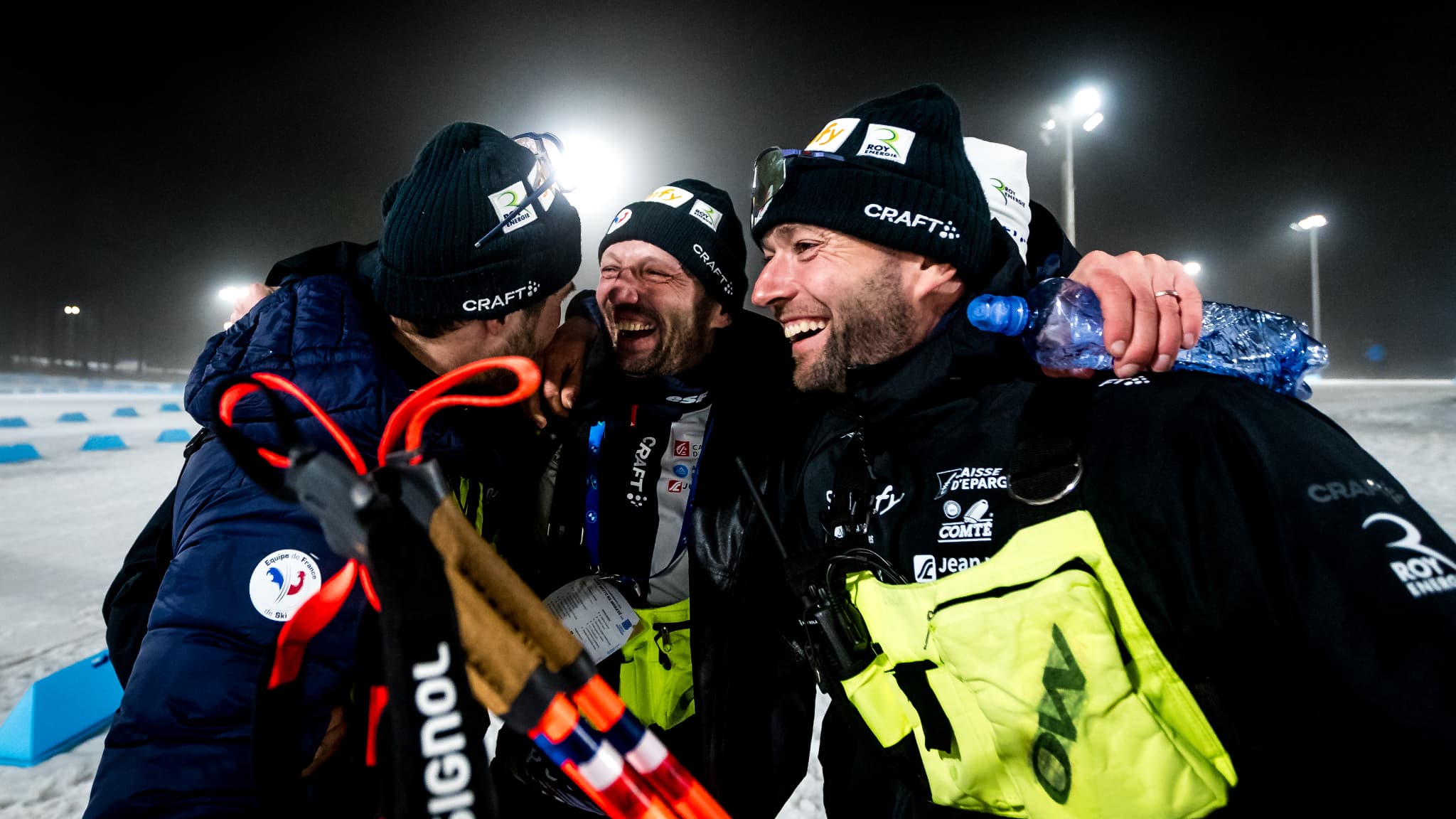 Les techniciens de l'équipe de France de biathlon lors des Mondiaux à Nove Mesto, en février 2024. Les techniciens de l'équipe de France de biathlon lors des Mondiaux à Nove Mesto, en février 2024.