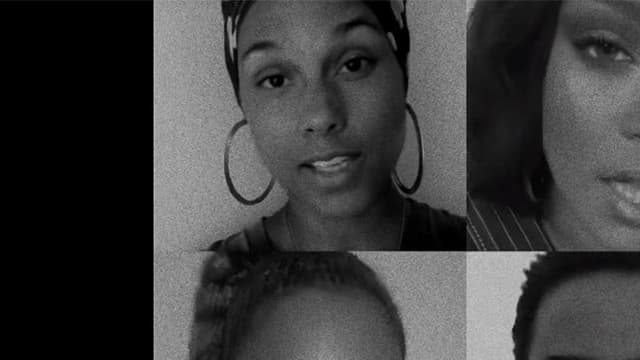 Alicia Keys, Rihanna, Beyoncé et Chris Rock dans le clip "23 ways you coulb be killed if you are black in America". 