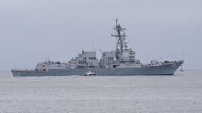 L'USS Sampson, un destroyer lance-missiles de l'US Navy, le mardi 2 septembre 2025, déployé à Panama City (Panama).