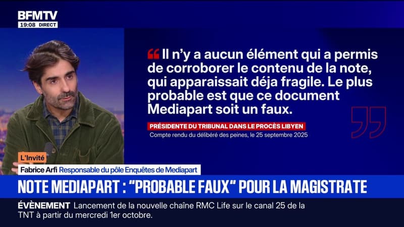 Condamnation de Nicolas Sarkozy: Fabrice Arfi, (Mediapart), assure que la note "n'est pas fausse"