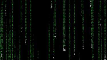 Les pluies de caractères en lignes de code, typiques du film Matrix.