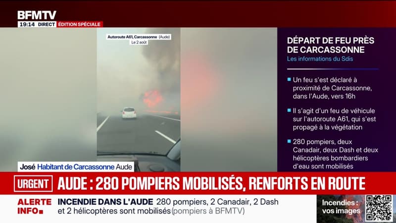 Incendie dans l'Aude: "On se prépare à une éventuelle évacuation", raconte un habitant de Carcassonne