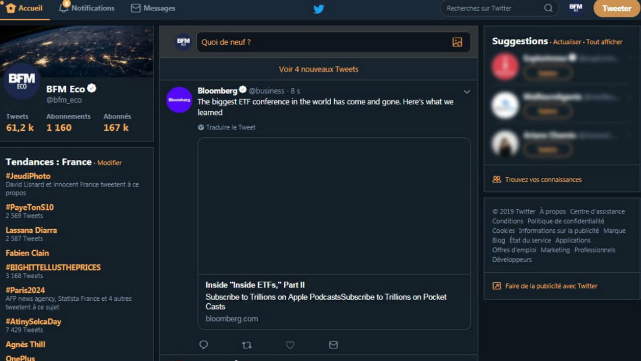 L'interface actuel de Twitter sur ordinateur L'interface actuel de Twitter sur ordinateur