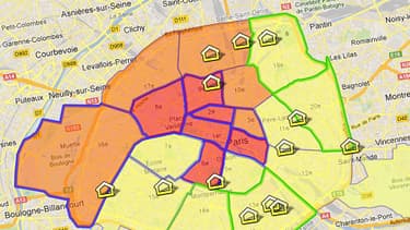 Voici confrontés sur une carte le pourcentage de logements vacants, de logements sociaux, et l'implantation des centres d'accueil d'urgence de Paris.