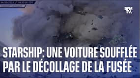 Trop proche du pas de tir, cette voiture n'a pas été épargnée par le décollage de la fusée Starship